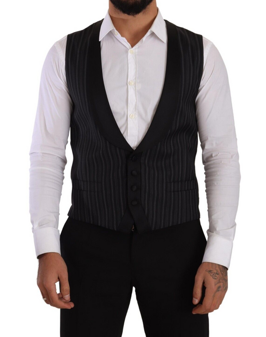 Dolce & Gabbana Elegant Striped Formal Dress Vest IT48 / M