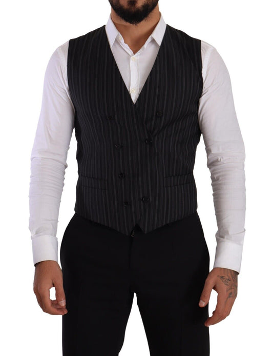 Dolce & Gabbana Elegant Striped Double-Breasted Dress Vest IT48 / M