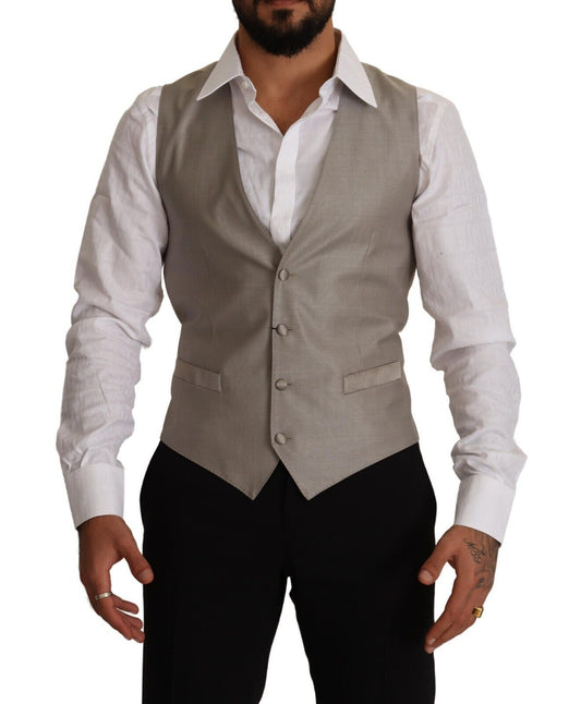 Dolce & Gabbana Elegant Single Breasted Dress Vest in Beige IT48 / M