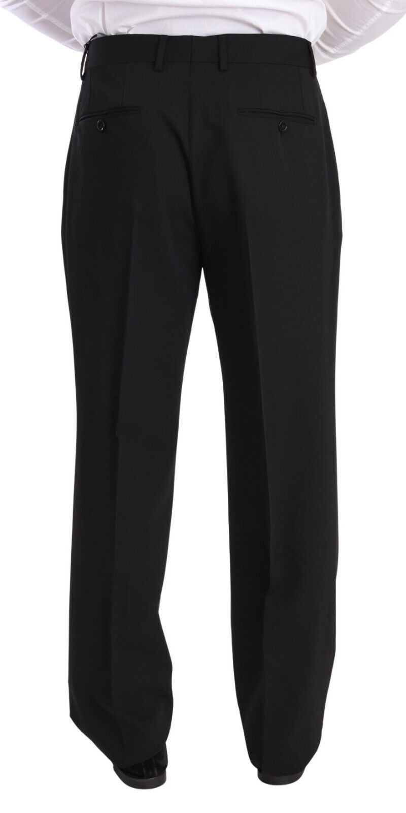 Dolce & Gabbana Elegant Black Wool Tuxedo Trousers IT50 / L