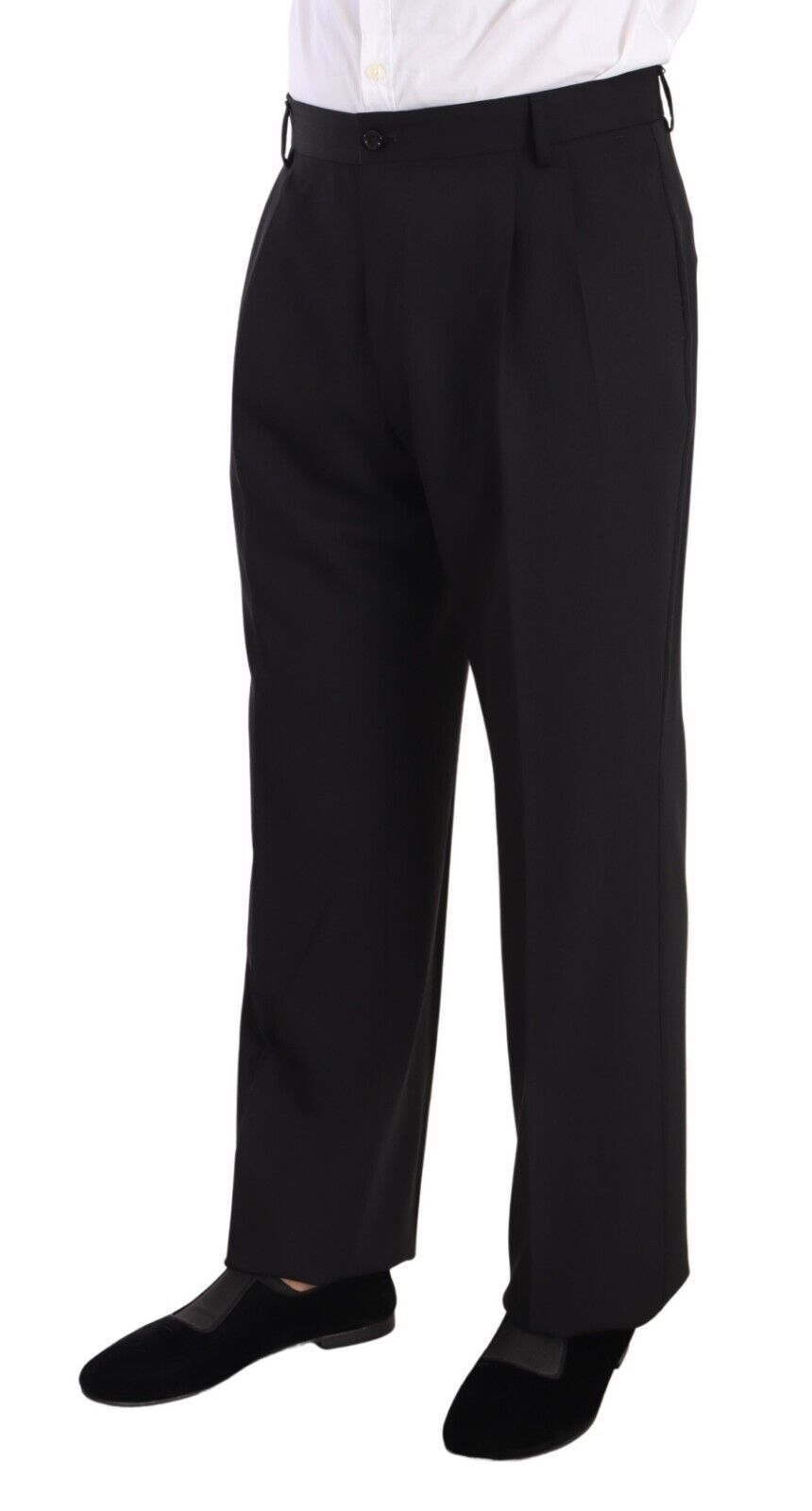 Dolce & Gabbana Elegant Black Wool Tuxedo Trousers IT50 / L