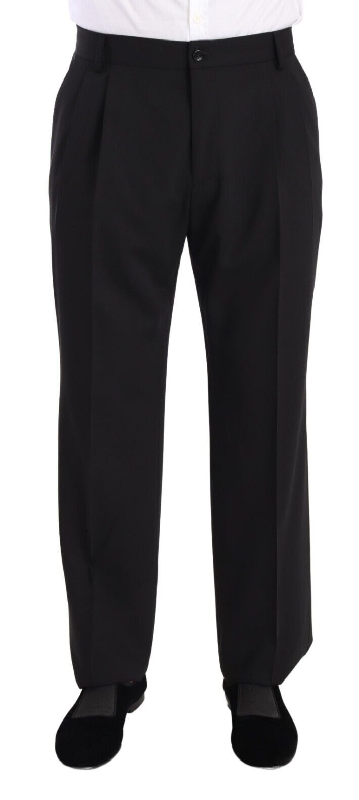 Dolce & Gabbana Elegant Black Wool Tuxedo Trousers IT50 / L