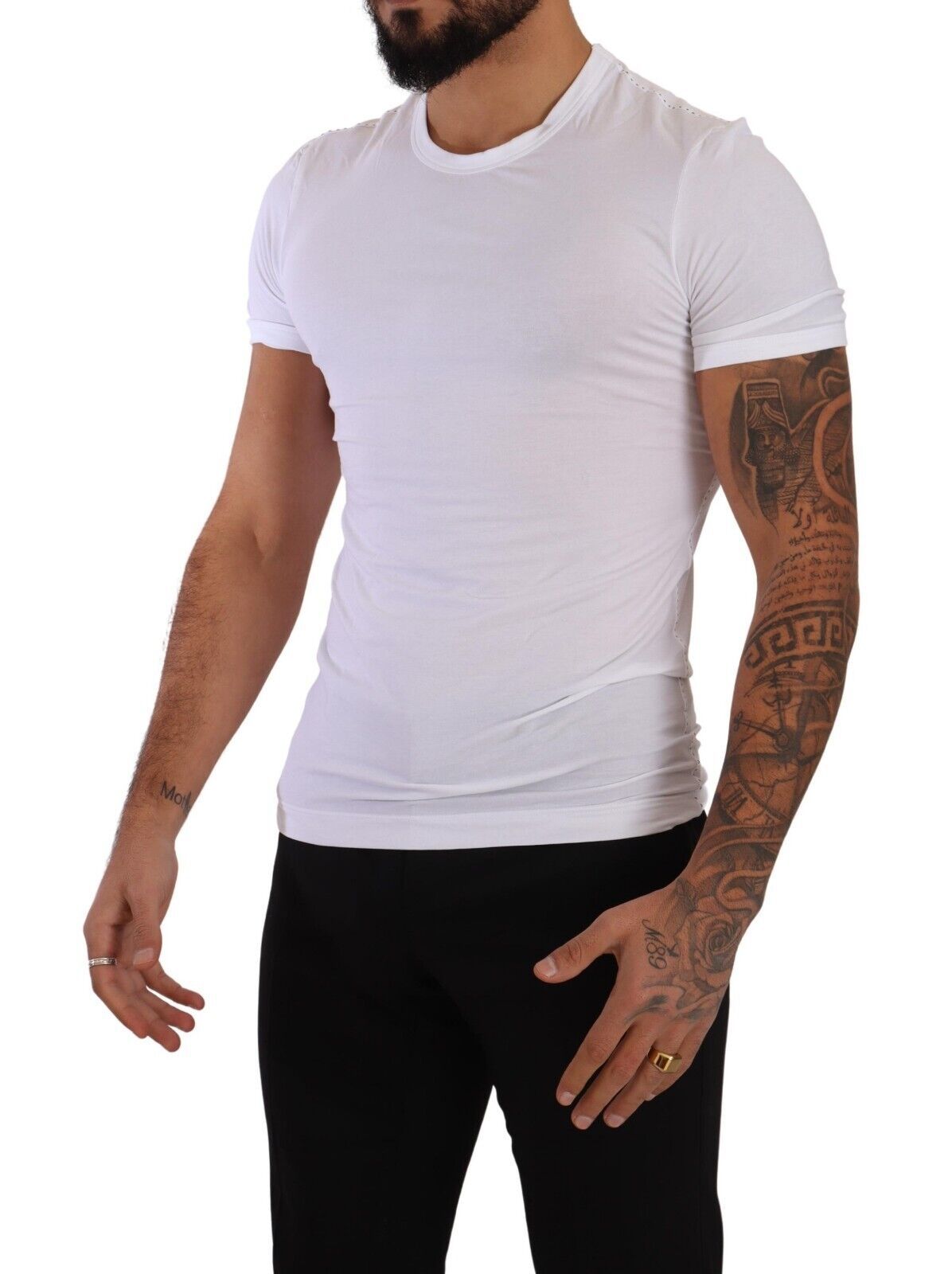 Dolce & Gabbana Elegant White Cotton Blend Round Neck Tee IT3 / XS