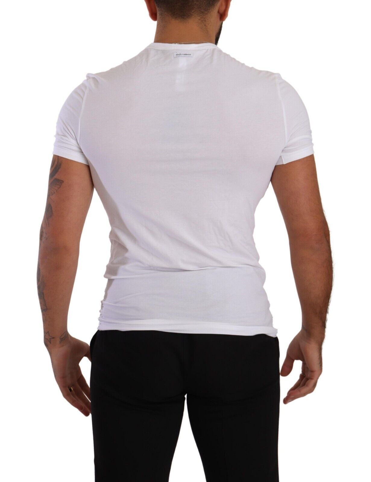 Dolce & Gabbana Elegant White Cotton Blend Round Neck Tee IT3 / XS