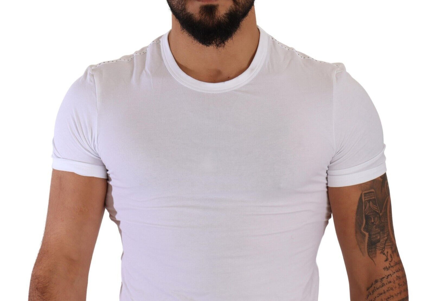 Dolce & Gabbana Elegant White Cotton Blend Round Neck Tee IT3 / XS