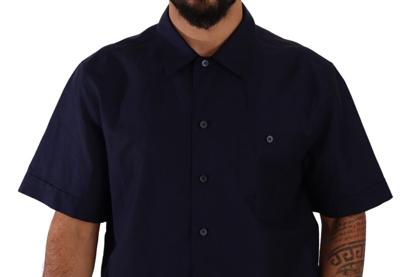 Dolce & Gabbana Elegant Navy Blue Button-Down Casual Shirt IT40 | M