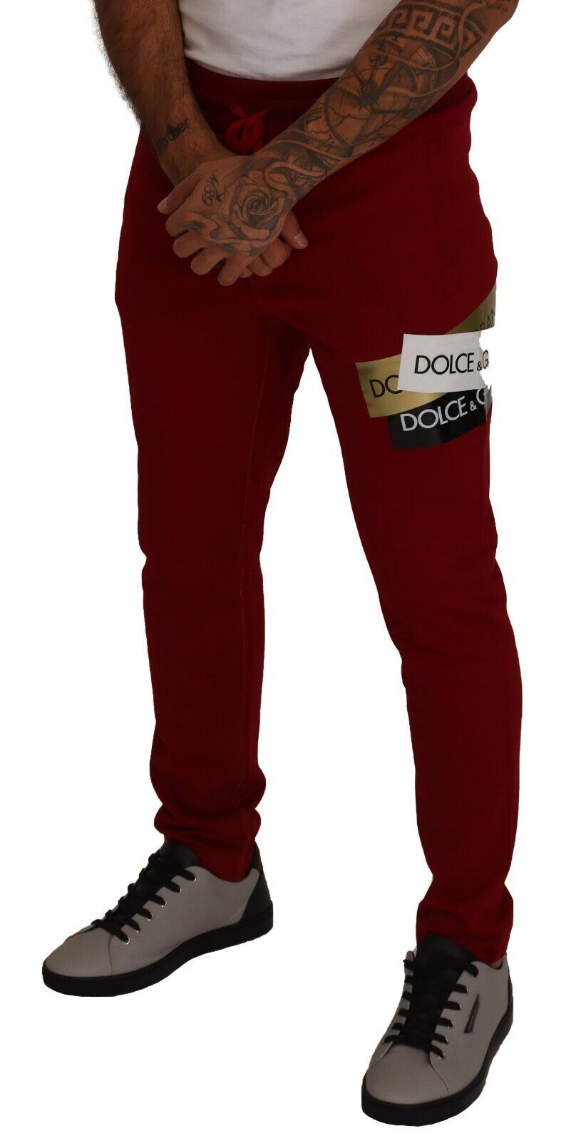 Dolce & Gabbana Elegant Red Jogging Pants with Drawstring Closure IT44 / XS