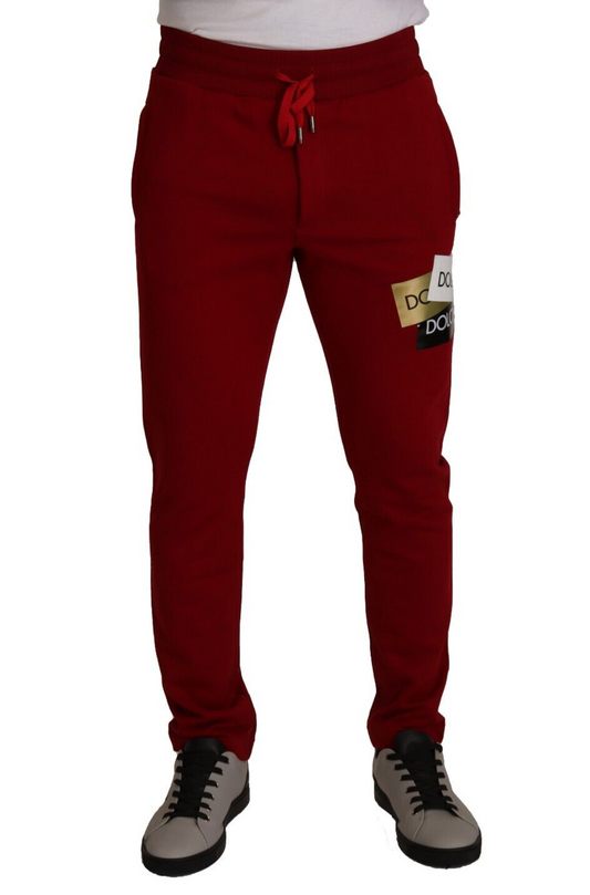 Dolce & Gabbana Elegant Red Jogging Pants with Drawstring Closure IT44 / XS