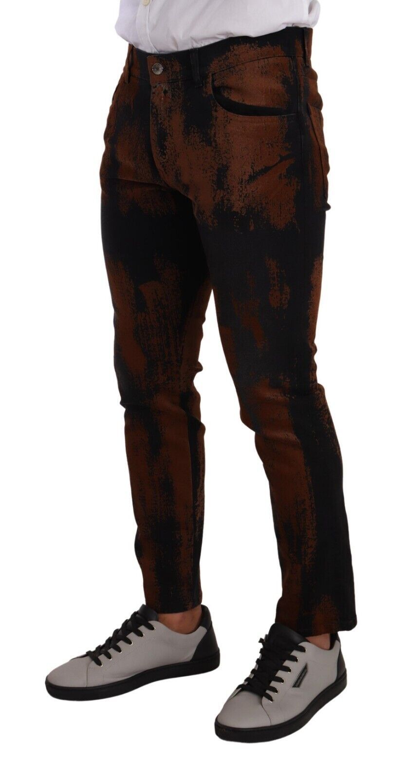 Dolce & Gabbana Chic Black Brown Tie-Dye Slim Fit Jeans IT48 / M