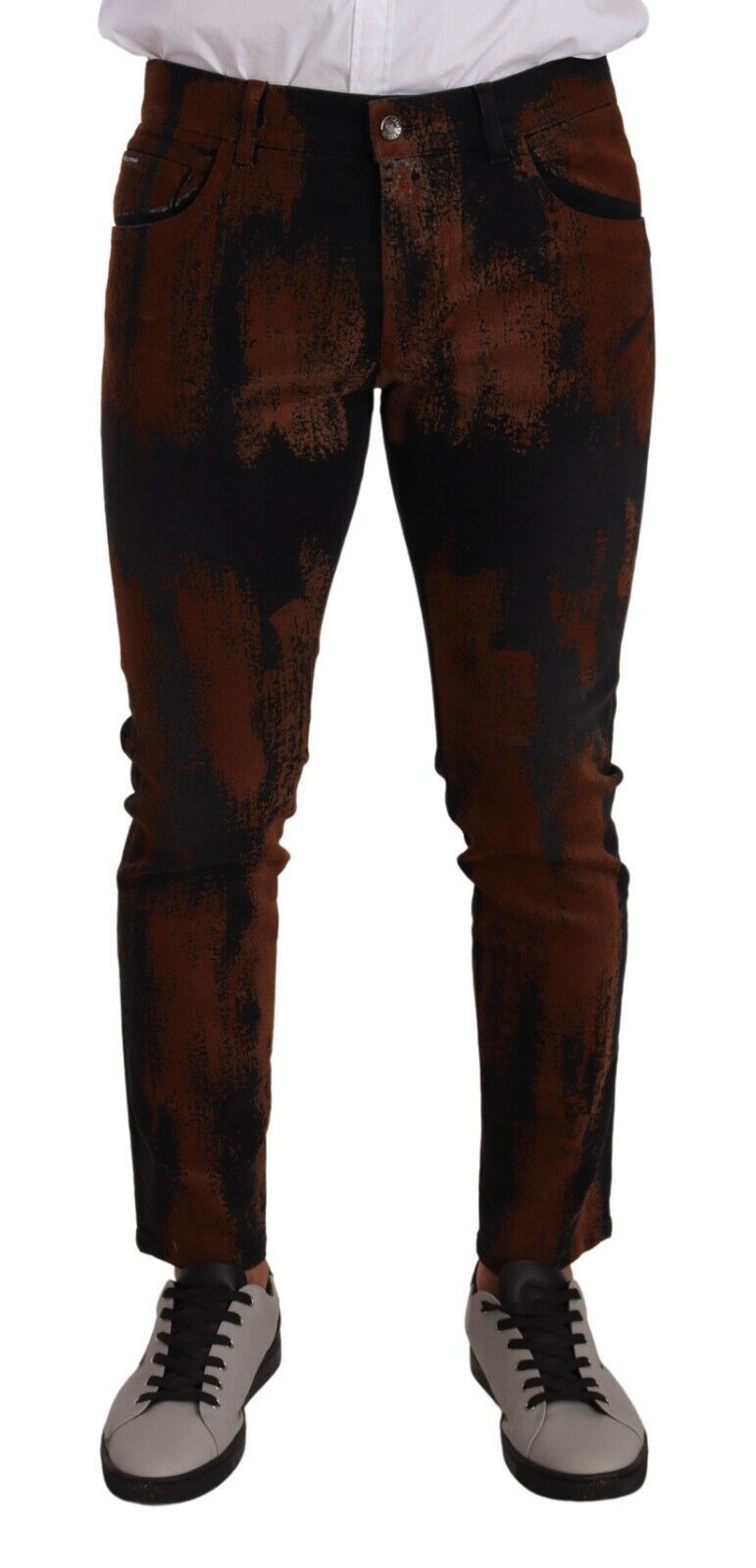 Dolce & Gabbana Chic Black Brown Tie-Dye Slim Fit Jeans IT48 / M