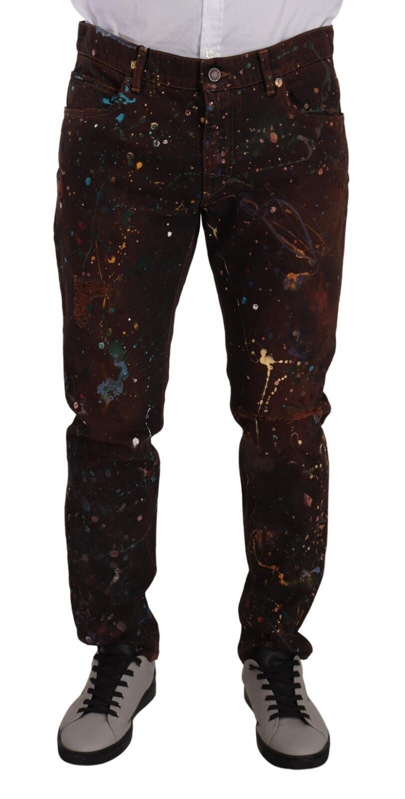 Dolce & Gabbana Elegant Multicolored Painted Denim Jeans IT52 / XL