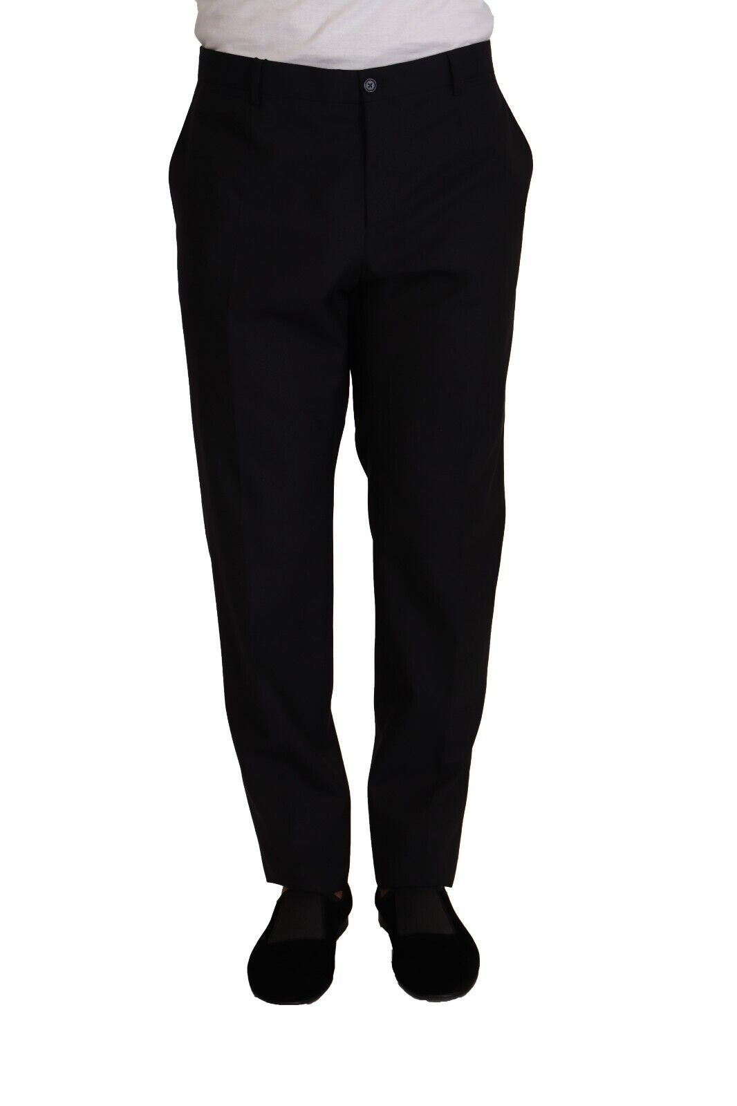 Dolce & Gabbana Elegant Dark Blue Wool Silk Tuxedo Trousers IT56 / XXL