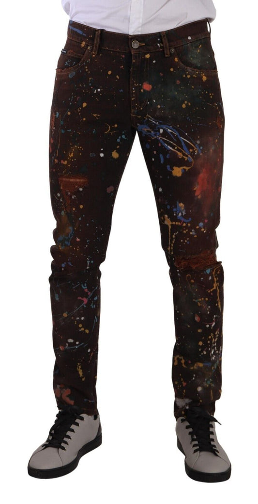 Dolce & Gabbana Multicolor Painted Skinny Denim Jeans IT48 / M