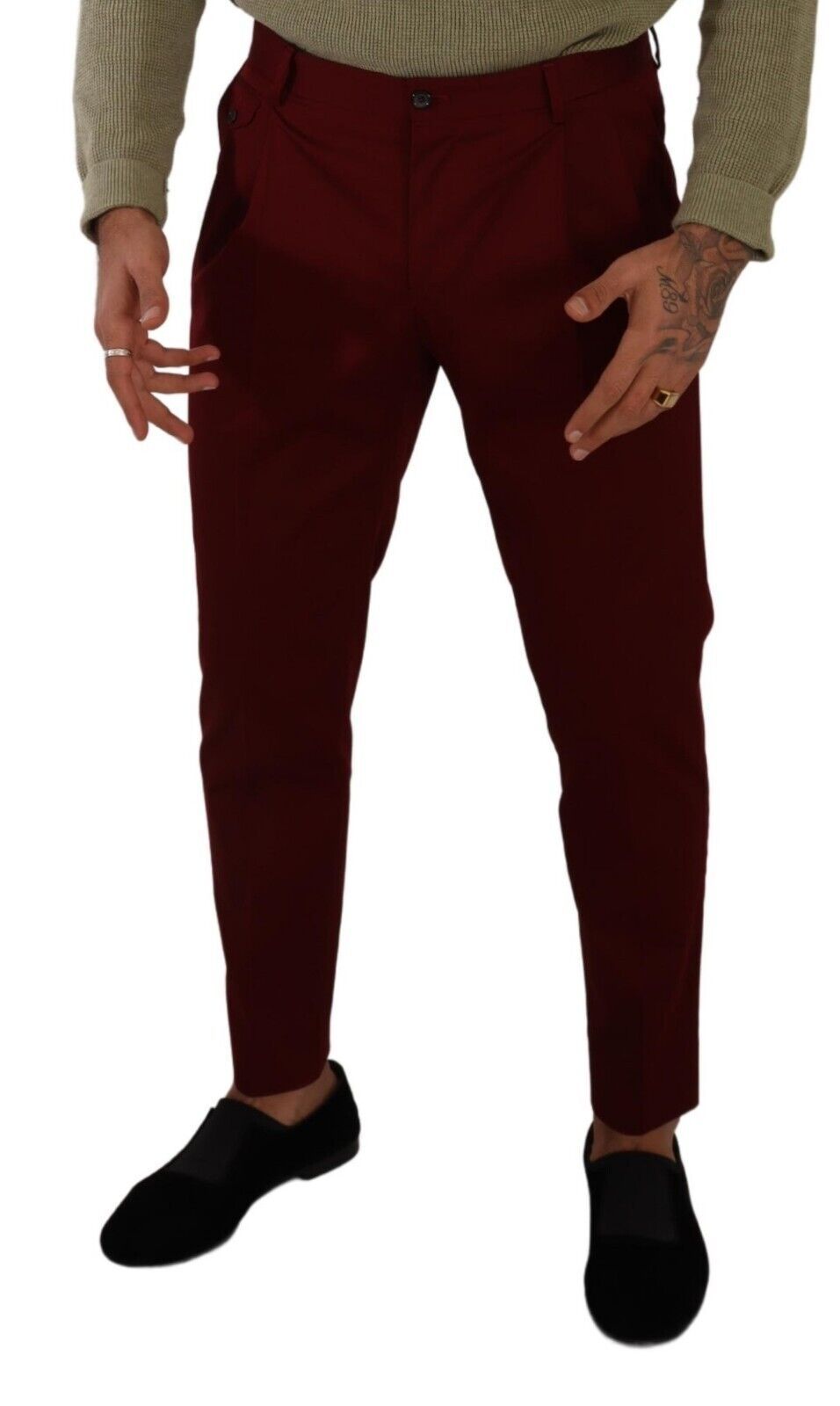 Dolce & Gabbana Elegant Dark Red Dress Chinos for Men IT48 / M