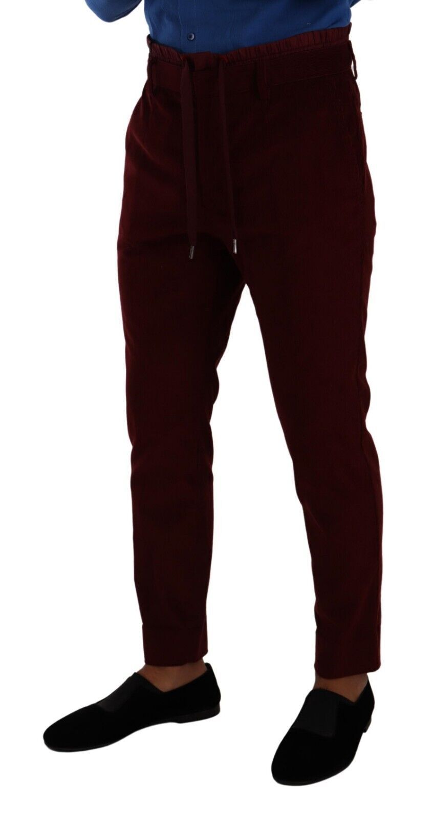 Dolce & Gabbana Elegant Bordeaux Velvet Dress Trousers IT48 / M