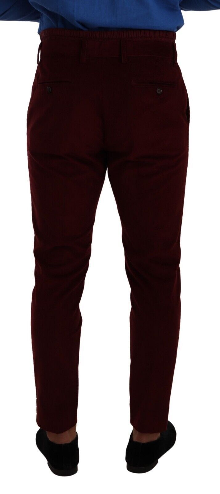 Dolce & Gabbana Elegant Bordeaux Velvet Dress Trousers IT48 / M