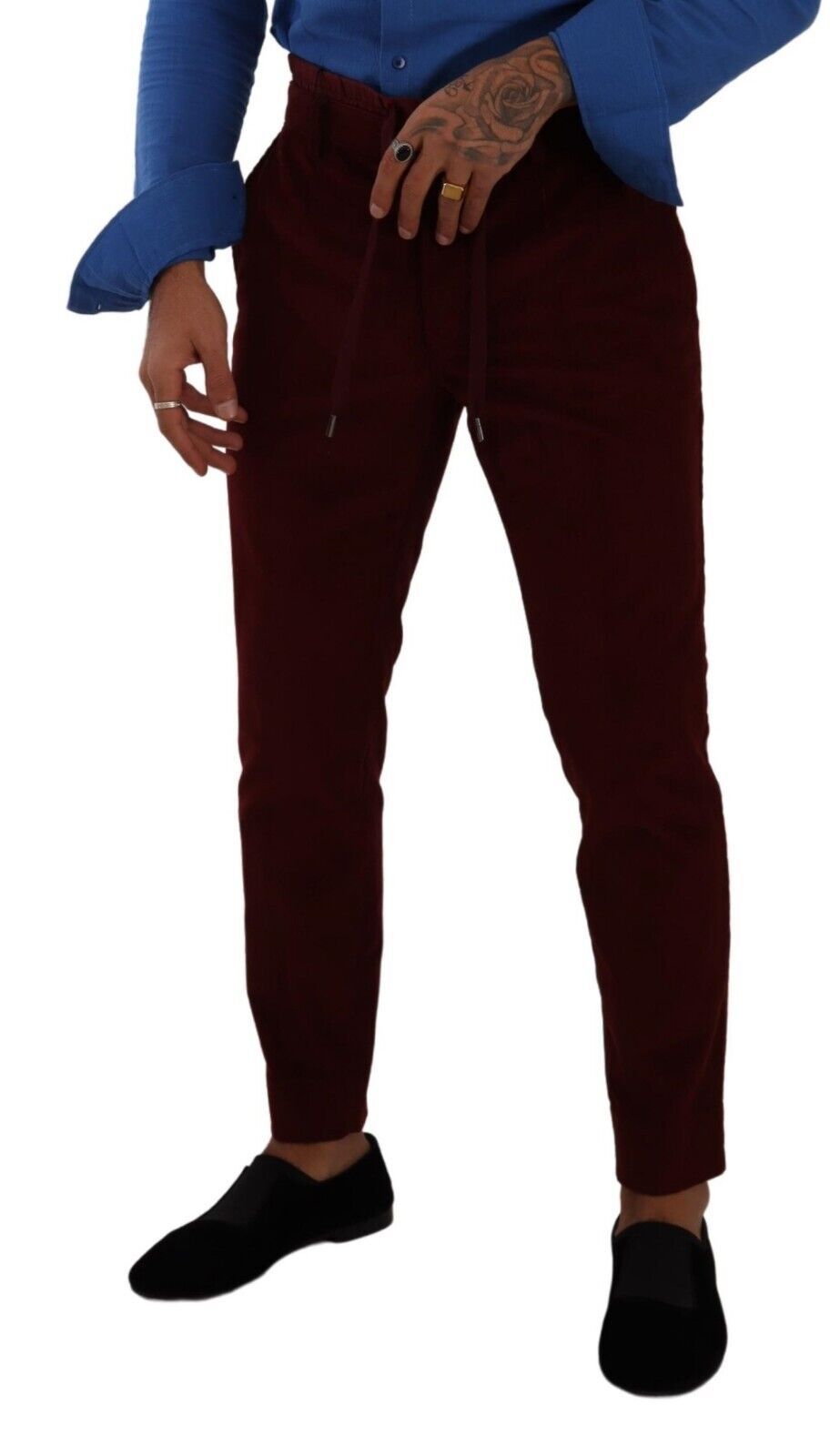 Dolce & Gabbana Elegant Bordeaux Velvet Dress Trousers IT48 / M