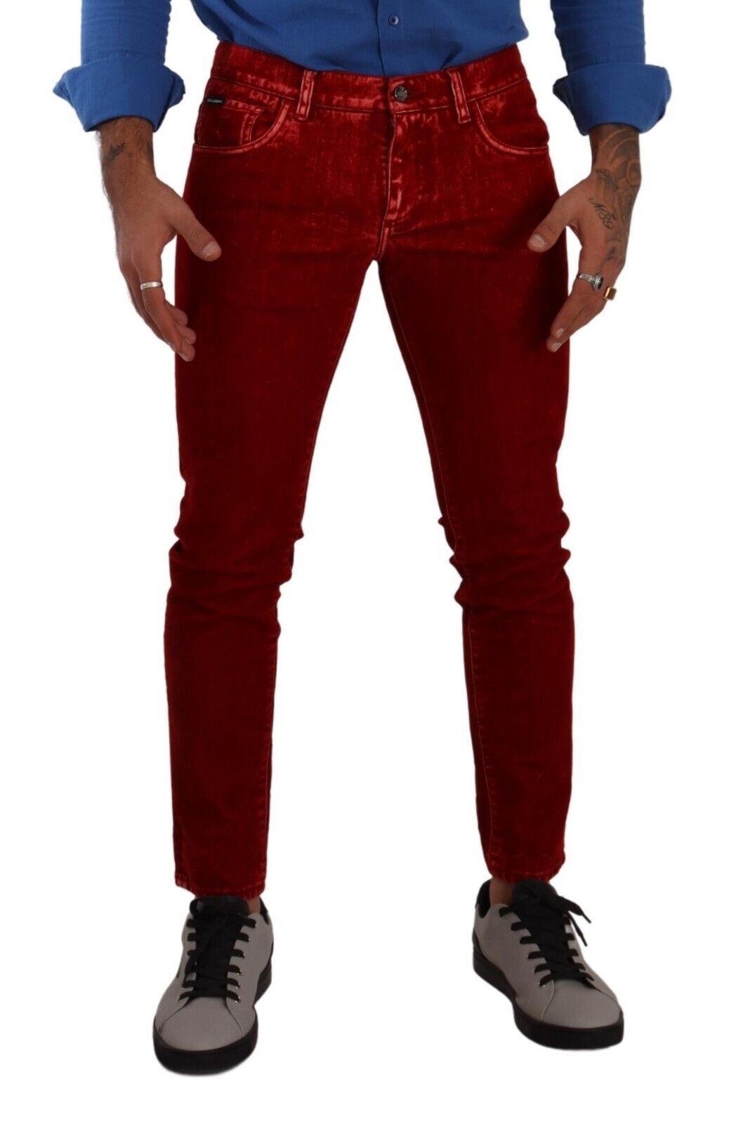 Dolce & Gabbana Ravishing Red Slim Fit Designer Jeans IT48 / M