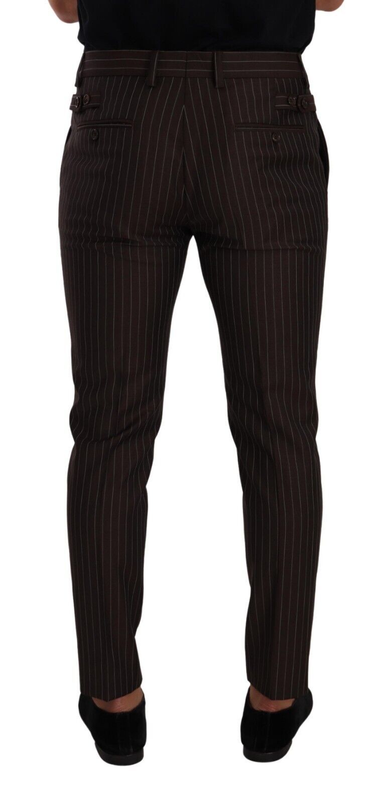 Dolce & Gabbana Elegant Brown Striped Woolen Men's Trousers IT48 / M