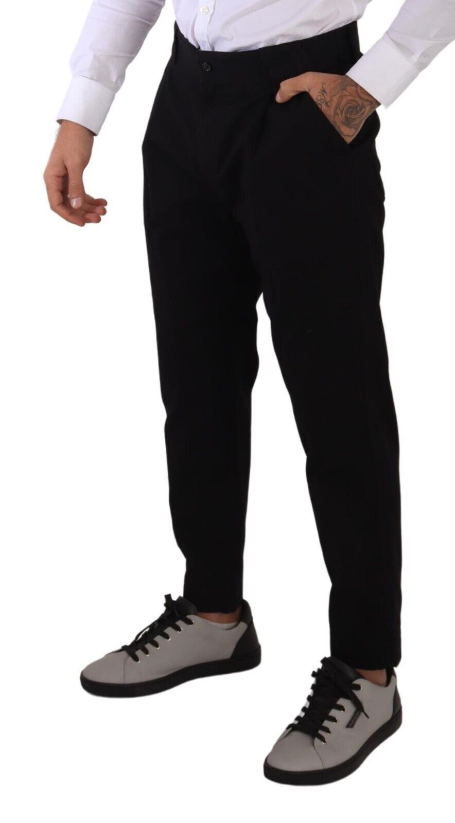 Dolce & Gabbana Elegant Tapered Black Cotton Chinos IT48 / M