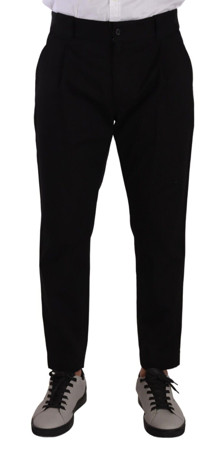 Dolce & Gabbana Elegant Tapered Black Cotton Chinos IT48 / M