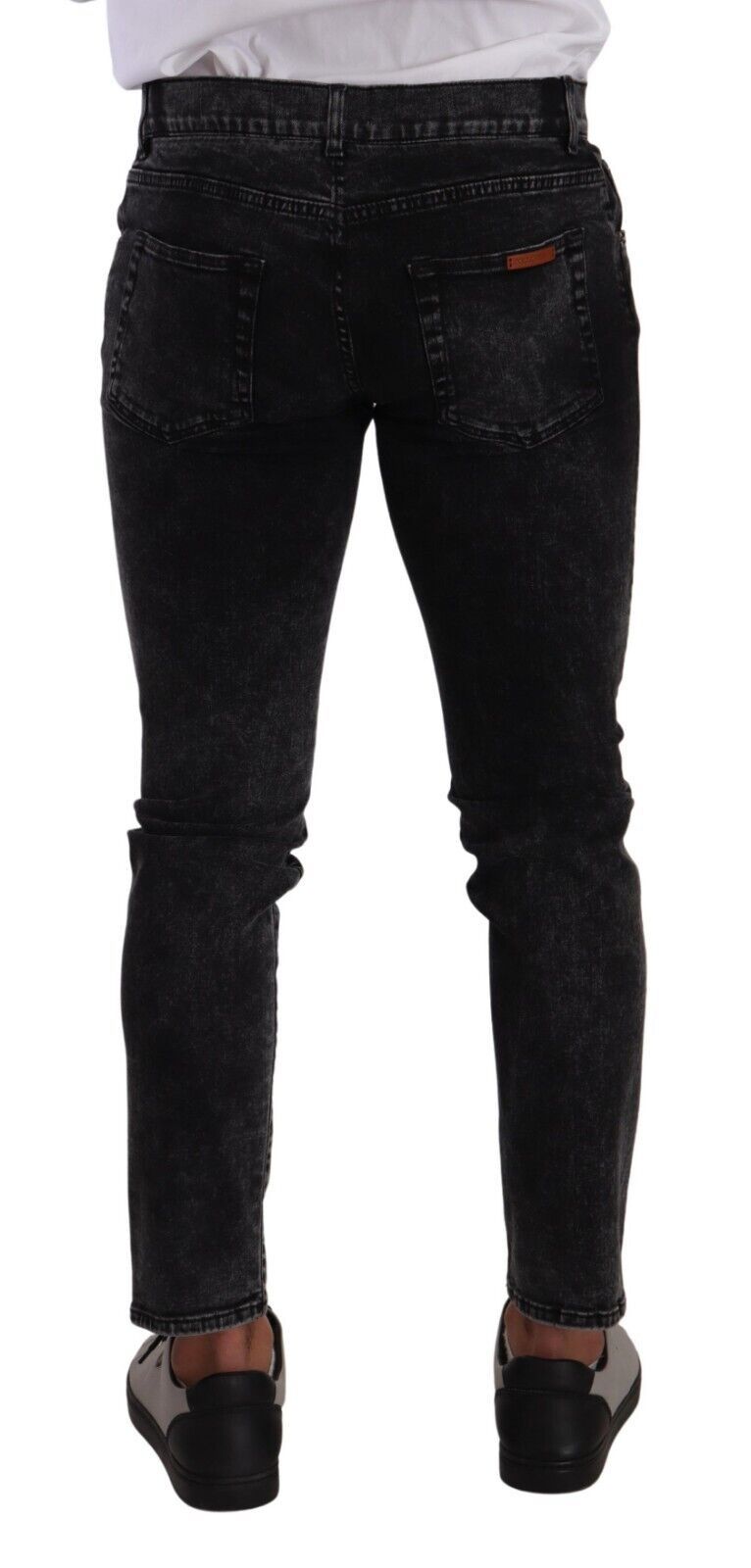 Dolce & Gabbana Sleek Slim-Fit Designer Jeans in Black Gray IT48 / M