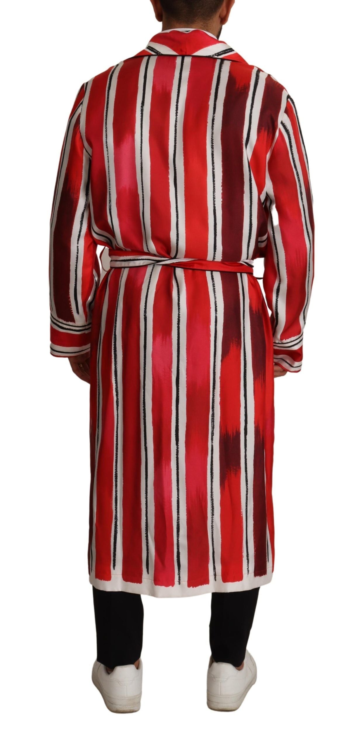 Dolce & Gabbana Chic Striped Silk Sleepwear Robe IT46 / S