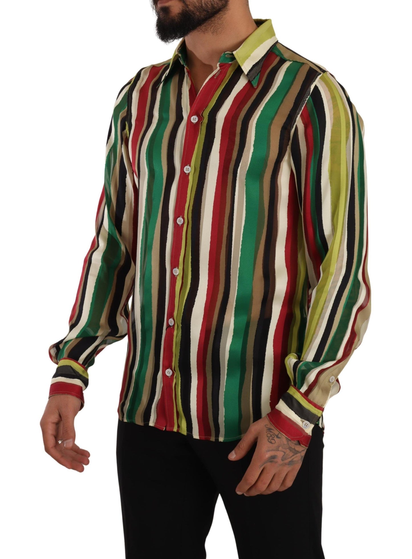 Dolce & Gabbana Elegant Multicolor Striped Silk Blend Shirt IT39 / S