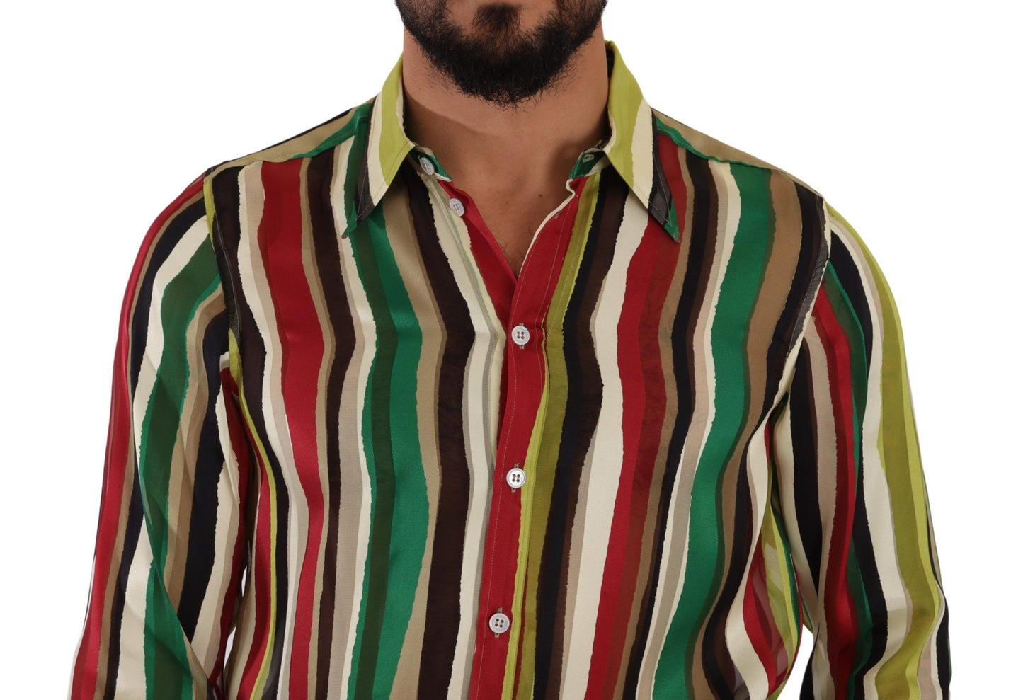 Dolce & Gabbana Elegant Multicolor Striped Silk Blend Shirt IT39 / S