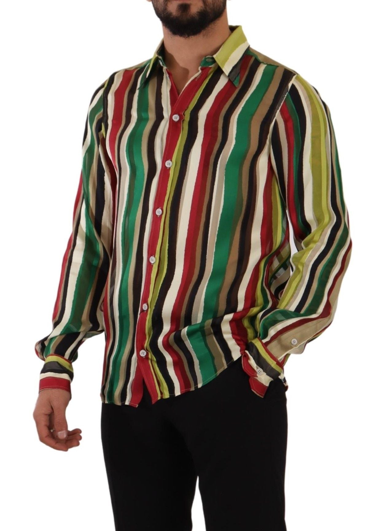 Dolce & Gabbana Elegant Multicolor Striped Silk Blend Shirt IT39 / S