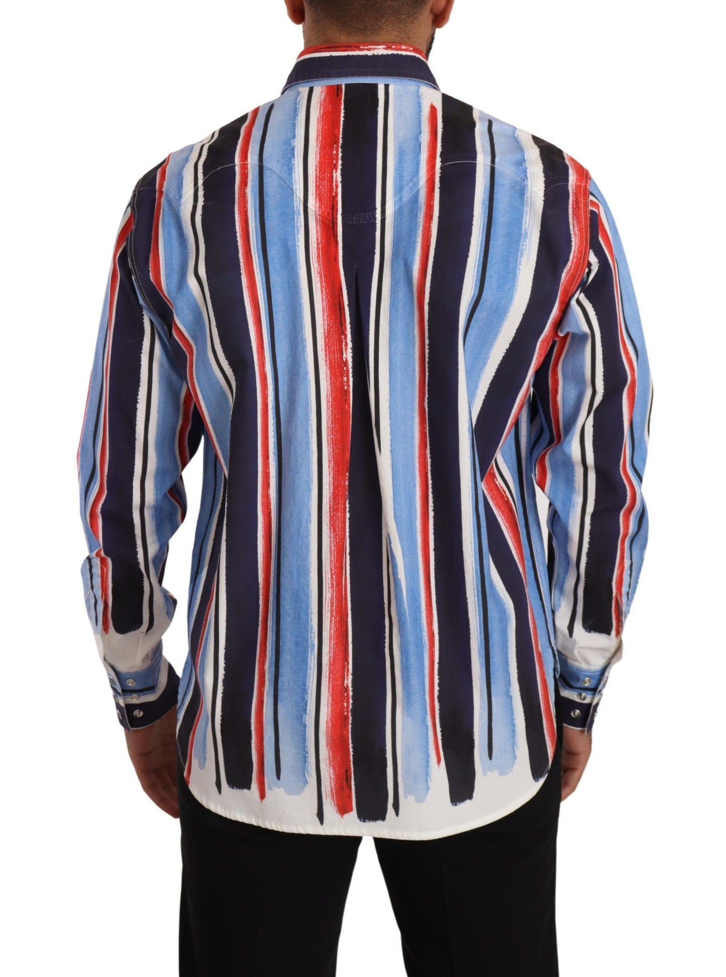 Dolce & Gabbana Elegant Striped Cotton Shirt with Pockets IT40 | M