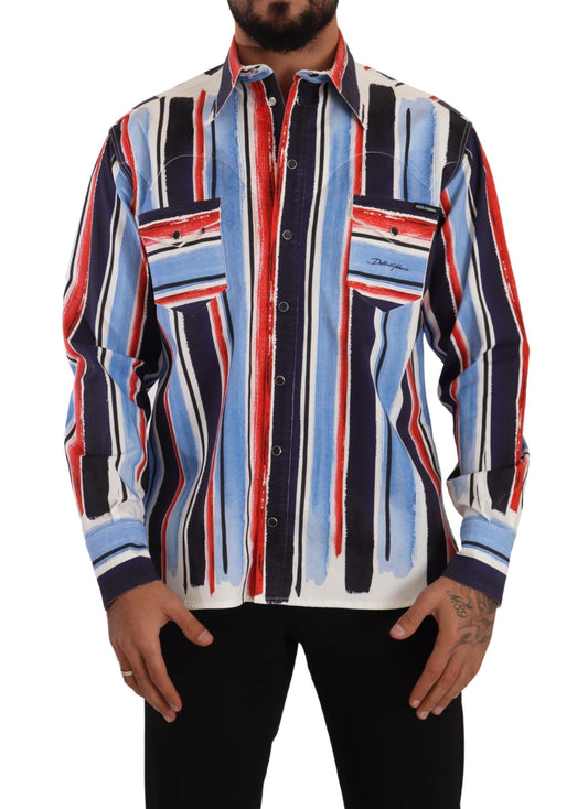 Dolce & Gabbana Elegant Striped Cotton Shirt with Pockets IT40 | M