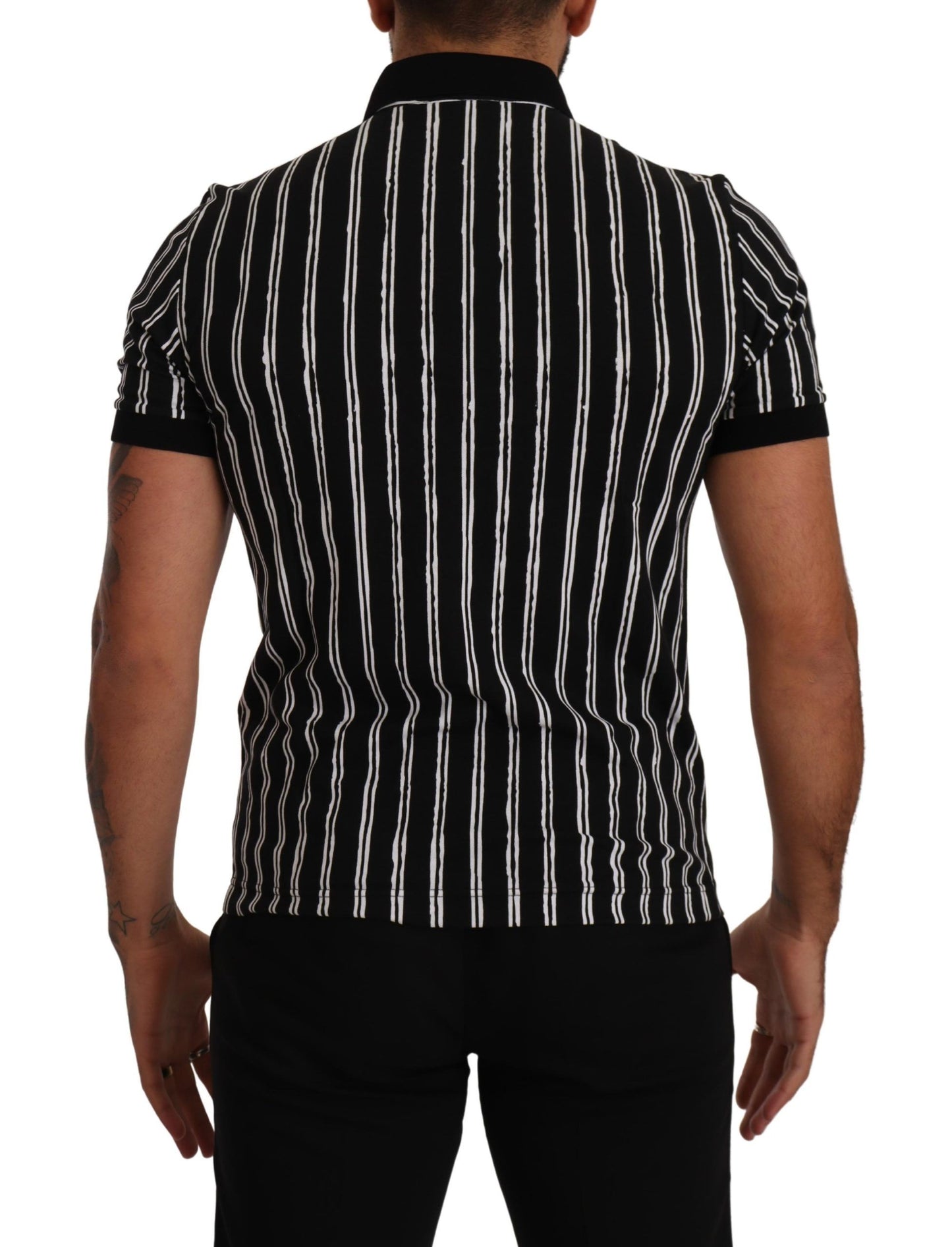 Dolce & Gabbana Elegant Striped Polo T-Shirt in Black IT44 / XS