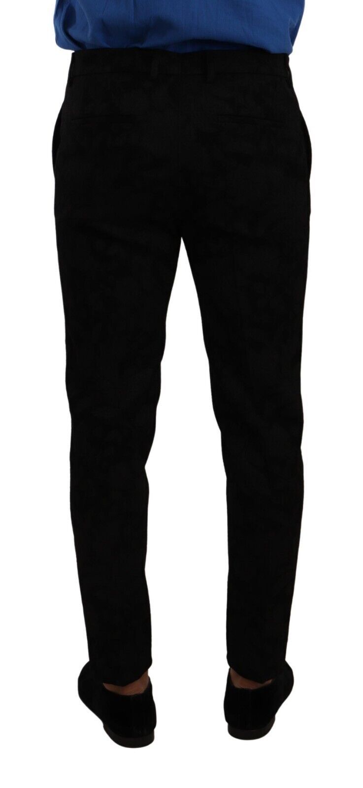 Dolce & Gabbana Elegant Slim Fit Dress Pants in Black Brocade IT48 / M