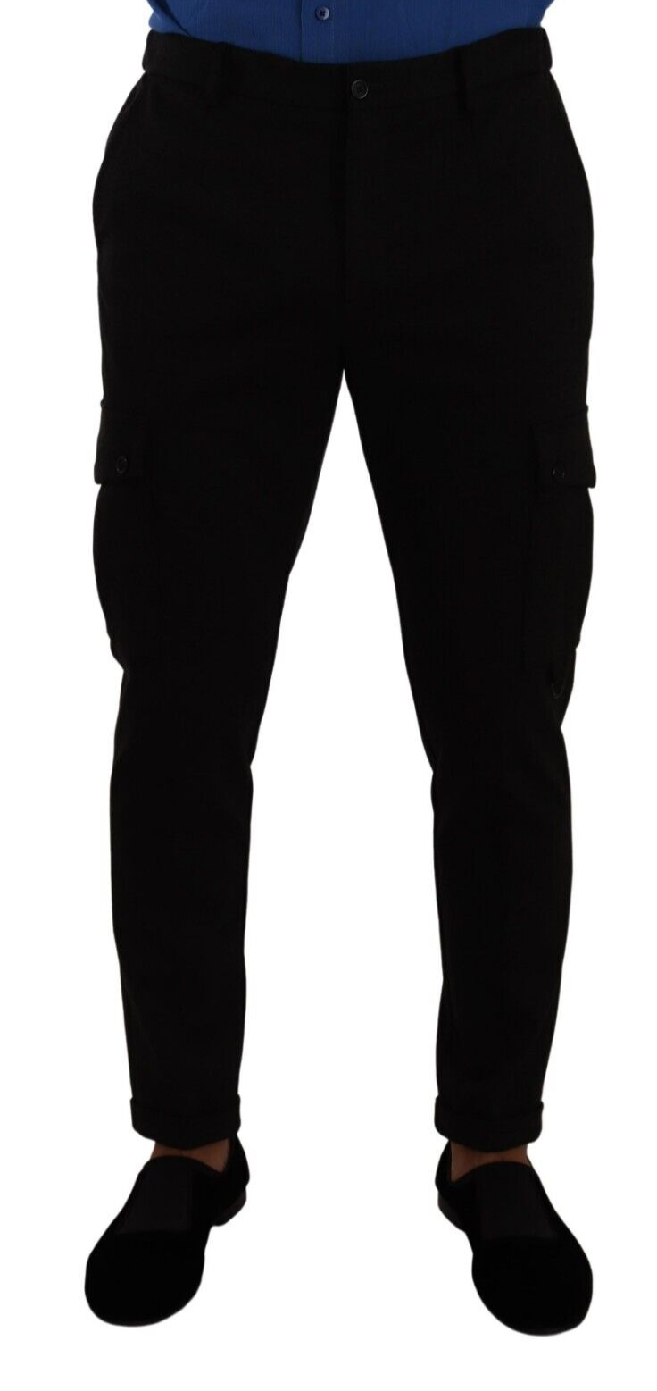 Dolce & Gabbana Elegant Black Slim Fit Cargo Pants IT48 / M