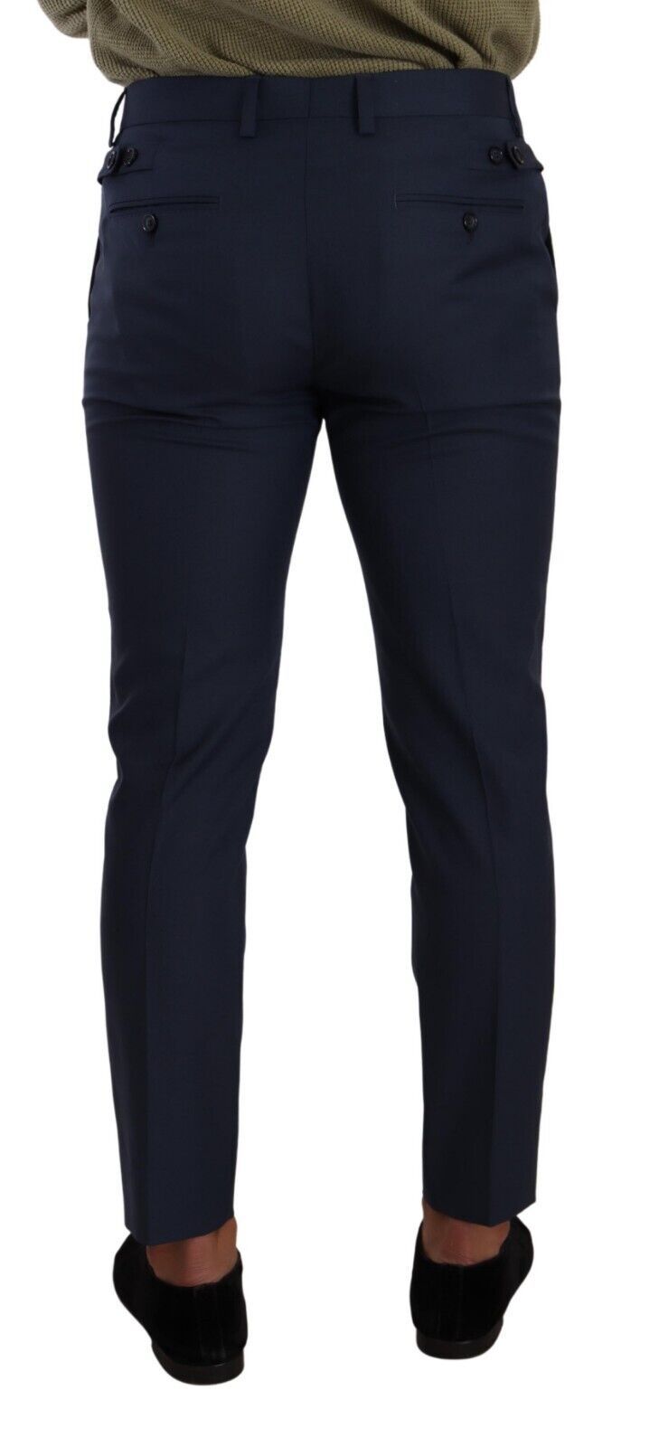 Dolce & Gabbana Elegant Dark Blue Slim-Fit Dress Pants IT48 / M