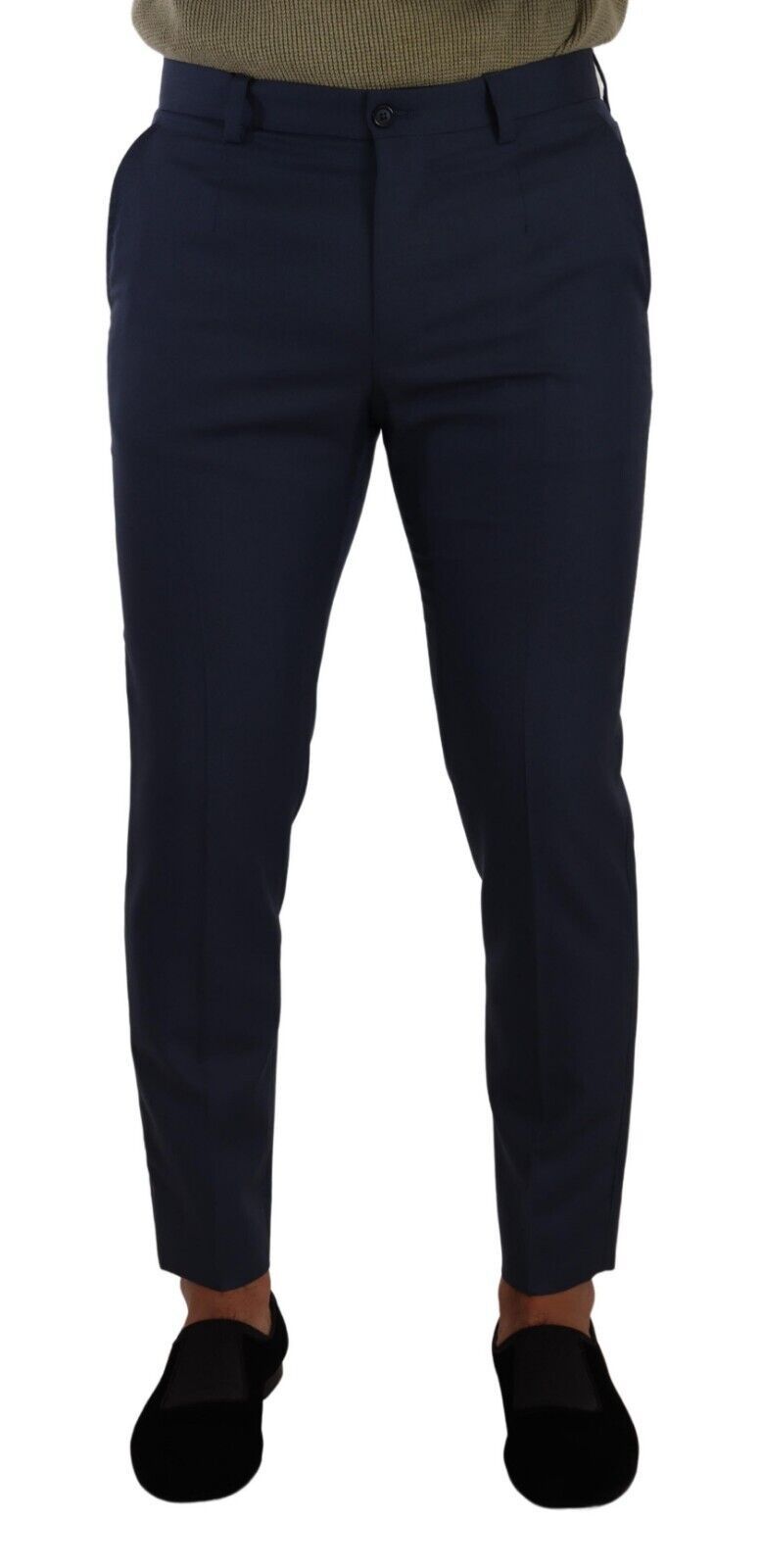 Dolce & Gabbana Elegant Dark Blue Slim-Fit Dress Pants IT48 / M