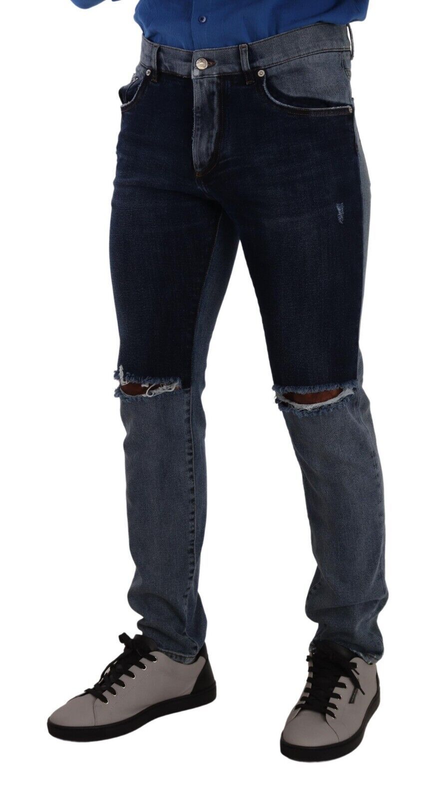 Dolce & Gabbana Chic Slim Fit Tattered Denim IT48 / M