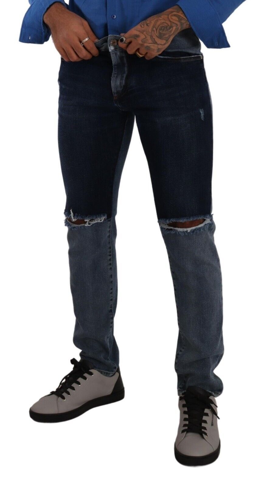 Dolce & Gabbana Chic Slim Fit Tattered Denim IT48 / M