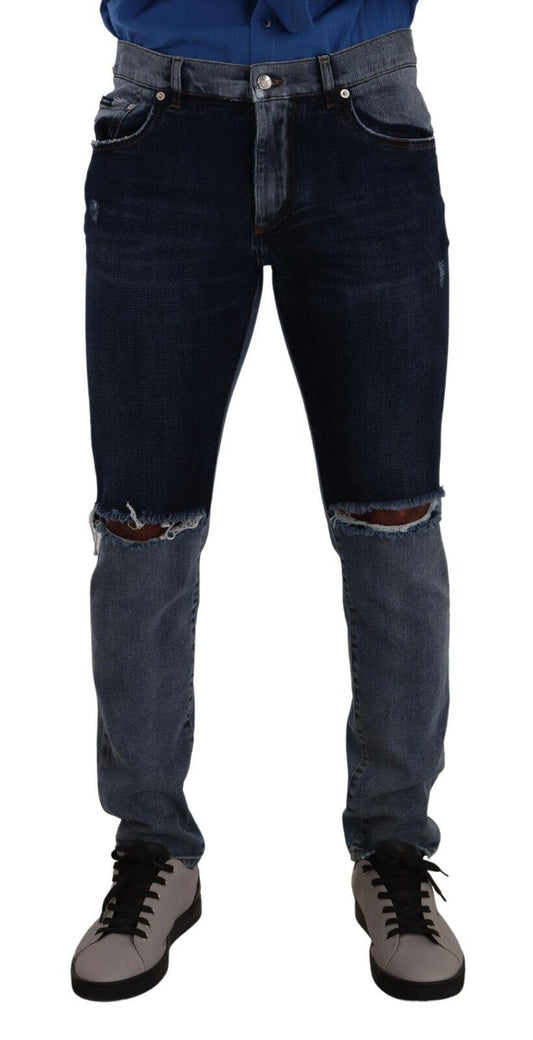 Dolce & Gabbana Chic Slim Fit Tattered Denim IT48 / M