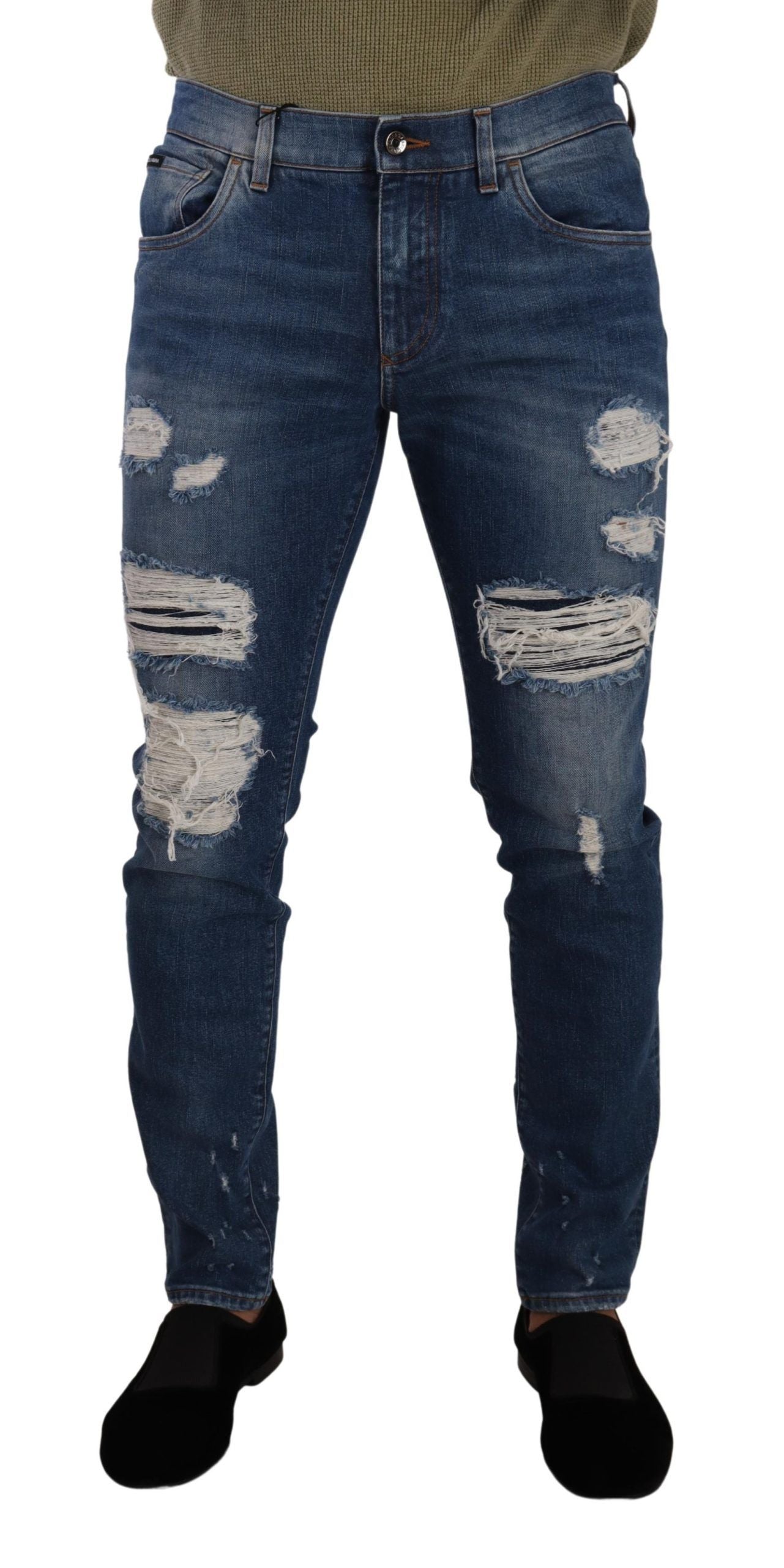 Dolce & Gabbana Elegant Distressed Slim Fit Denim Jeans IT48 / M