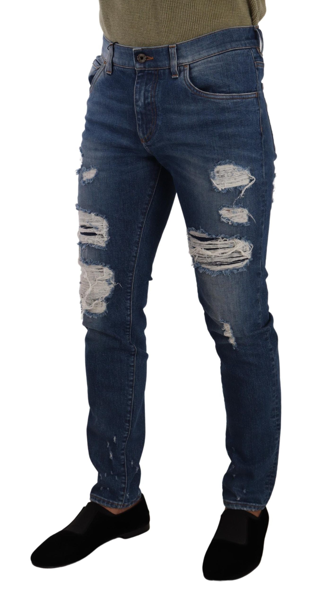 Dolce & Gabbana Elegant Distressed Slim Fit Denim Jeans IT48 / M