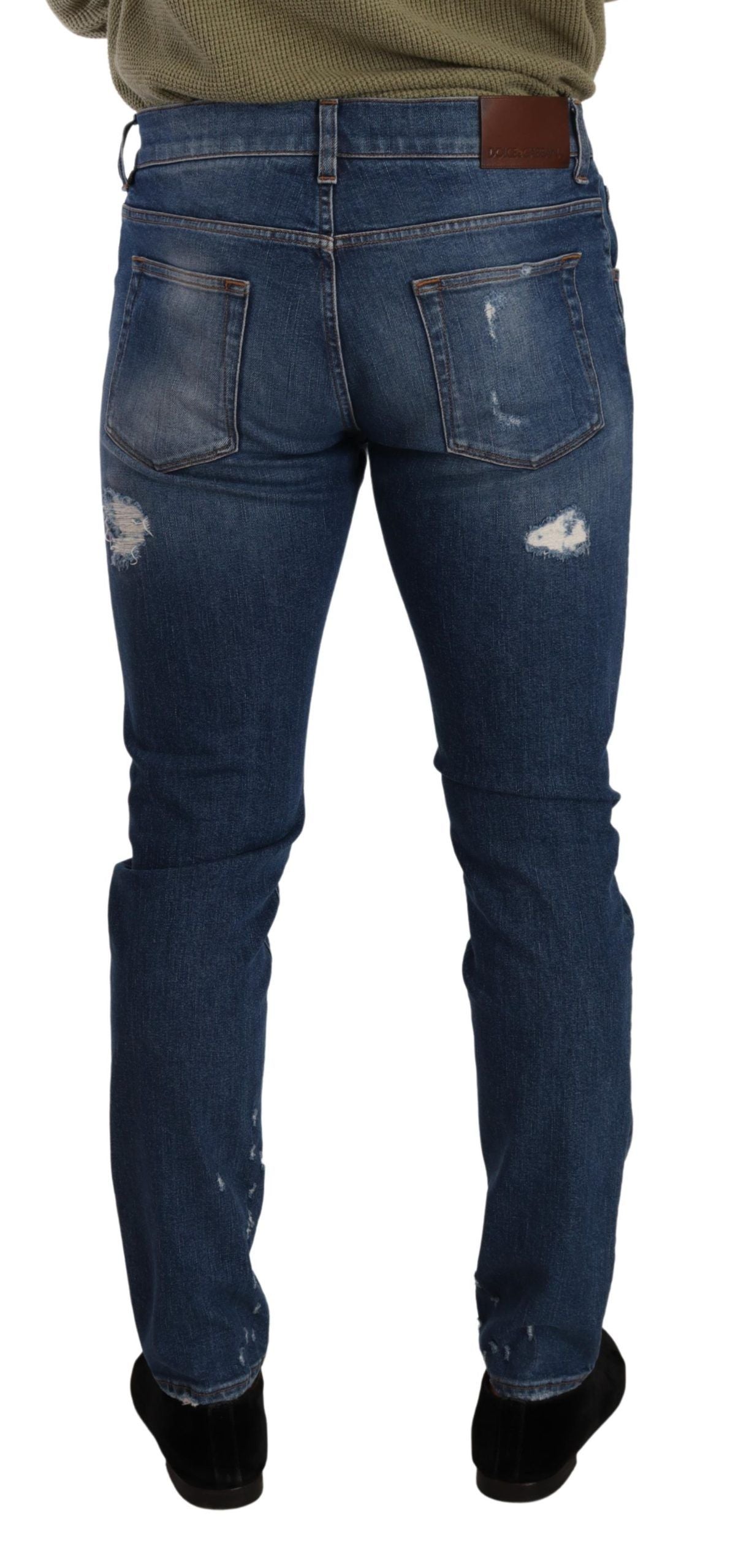 Dolce & Gabbana Elegant Distressed Slim Fit Denim Jeans IT48 / M