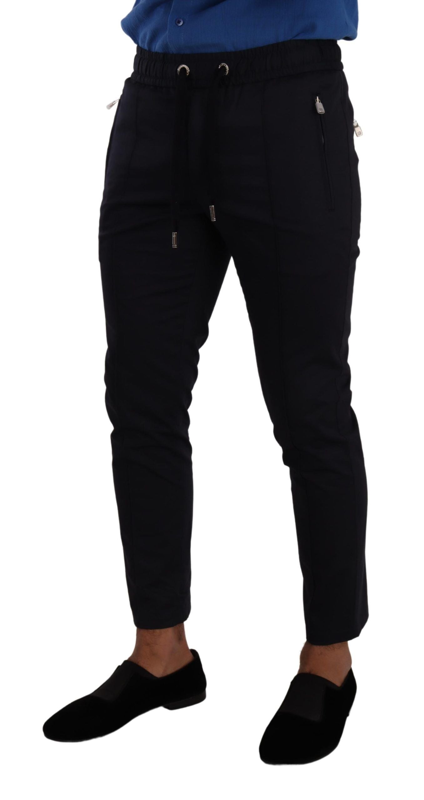 Dolce & Gabbana Elegant Dark Blue Skinny Jogging Pants IT44 / XS