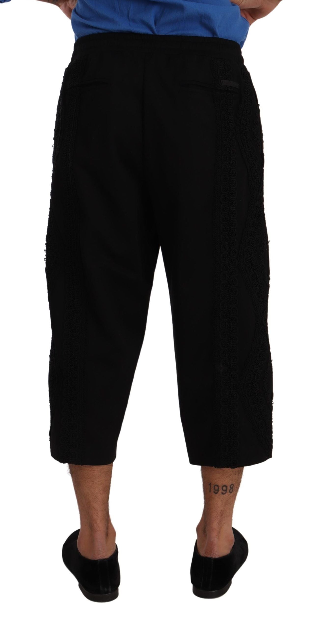 Dolce & Gabbana Elegant Black Cotton Blend Cropped Pants IT50 / L