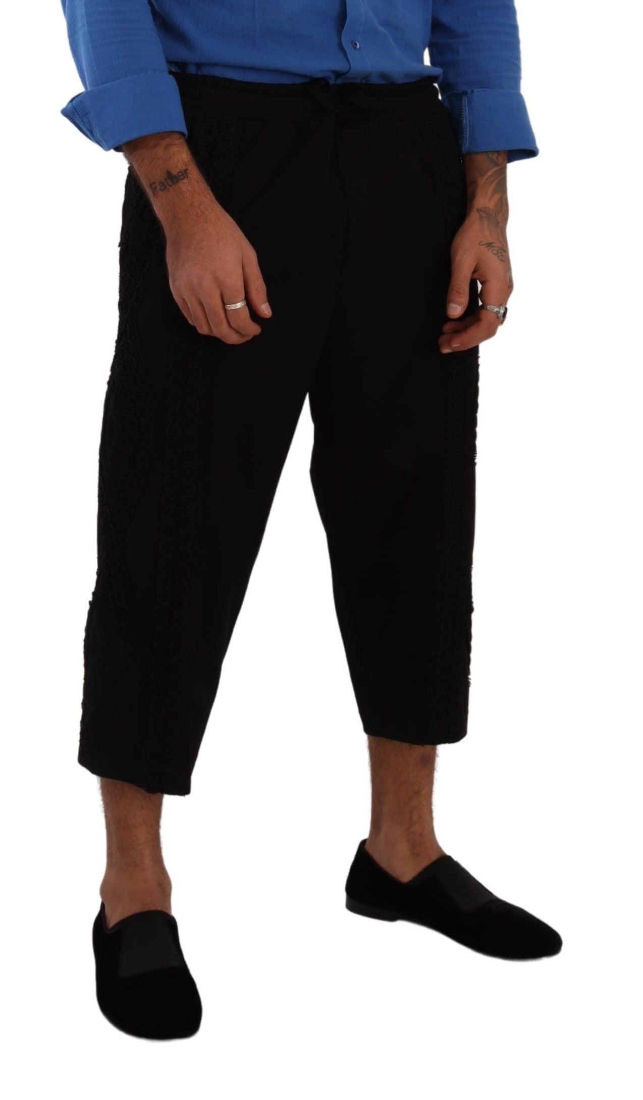 Dolce & Gabbana Elegant Black Cotton Blend Cropped Pants IT50 / L