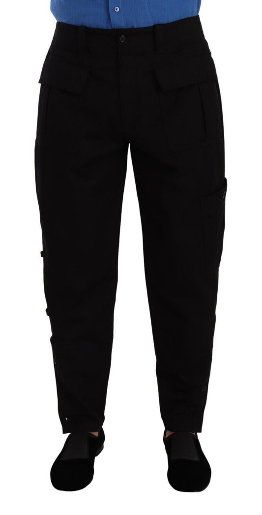 Dolce & Gabbana Chic Black Cargo Pants with Stretch Comfort IT48 / M