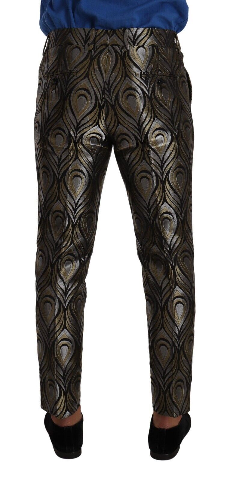 Dolce & Gabbana Elegant Slim Fit Metallic Dress Trousers IT48 / M