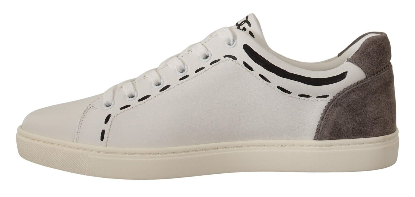 Dolce & Gabbana Elegant White Leather Casual Sneakers EU39.5 / US6.5