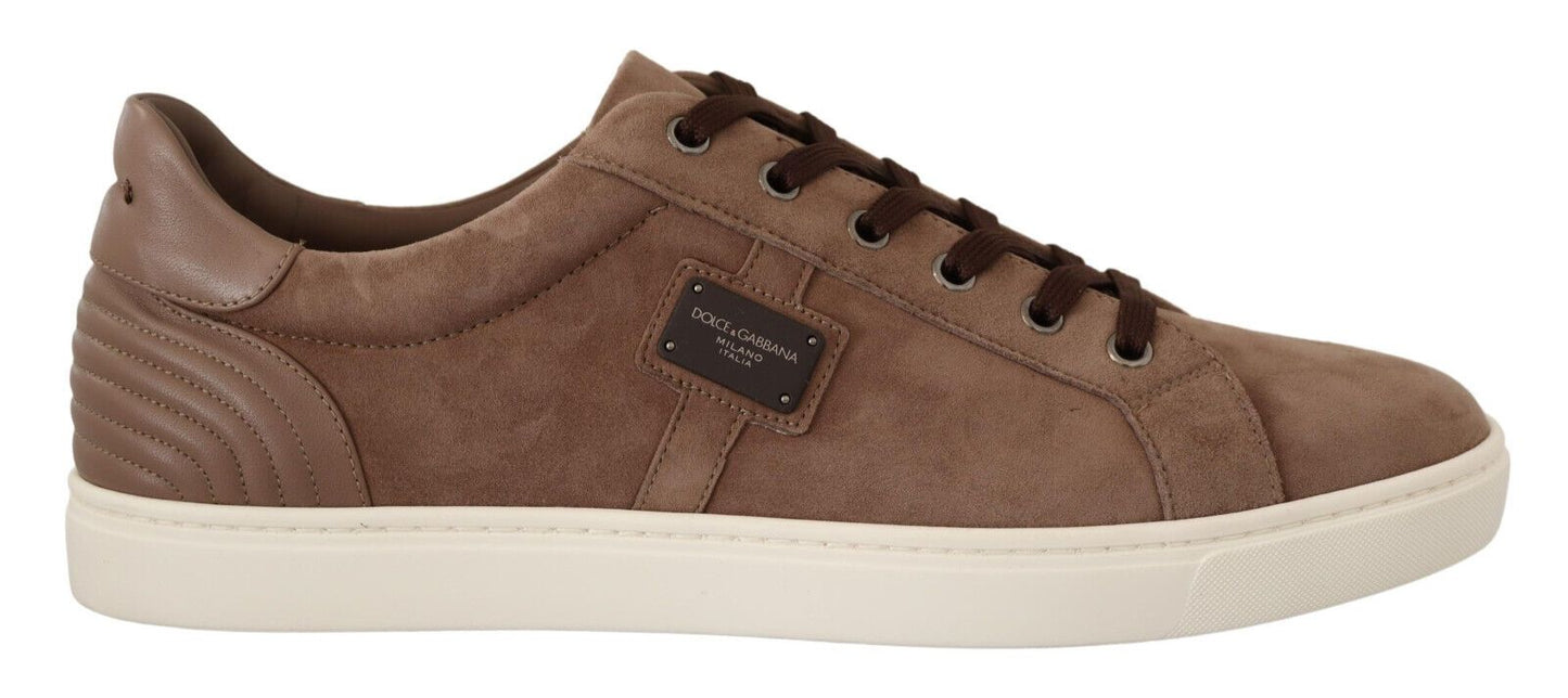 Dolce & Gabbana Elegant Brown Leather Sneakers for Men EU40 / US7